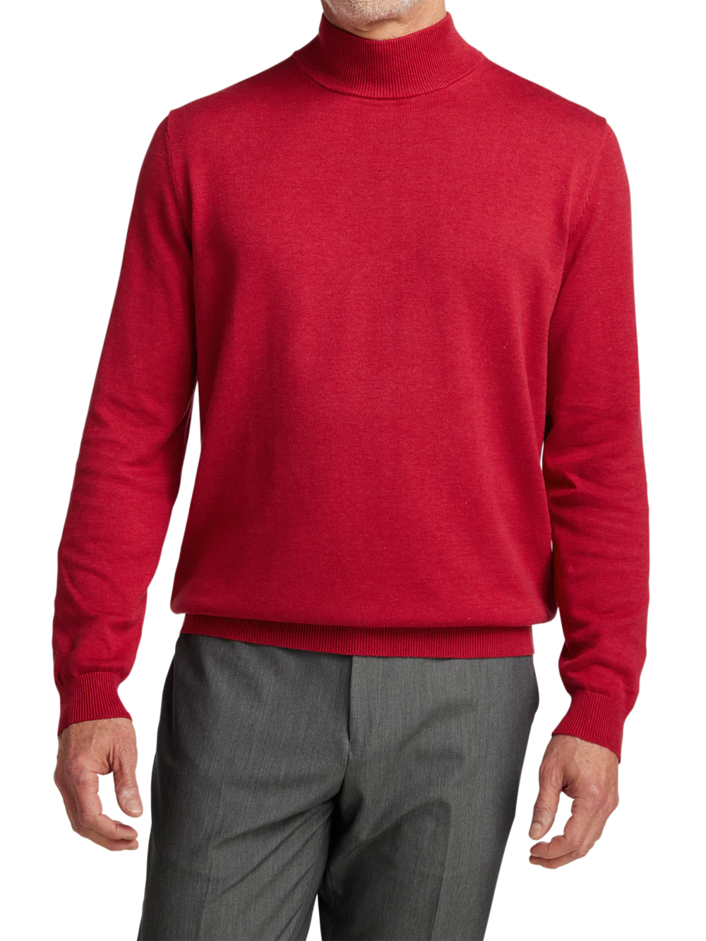 Supima Cotton Mock Neck Sweater - Red - Image 2
