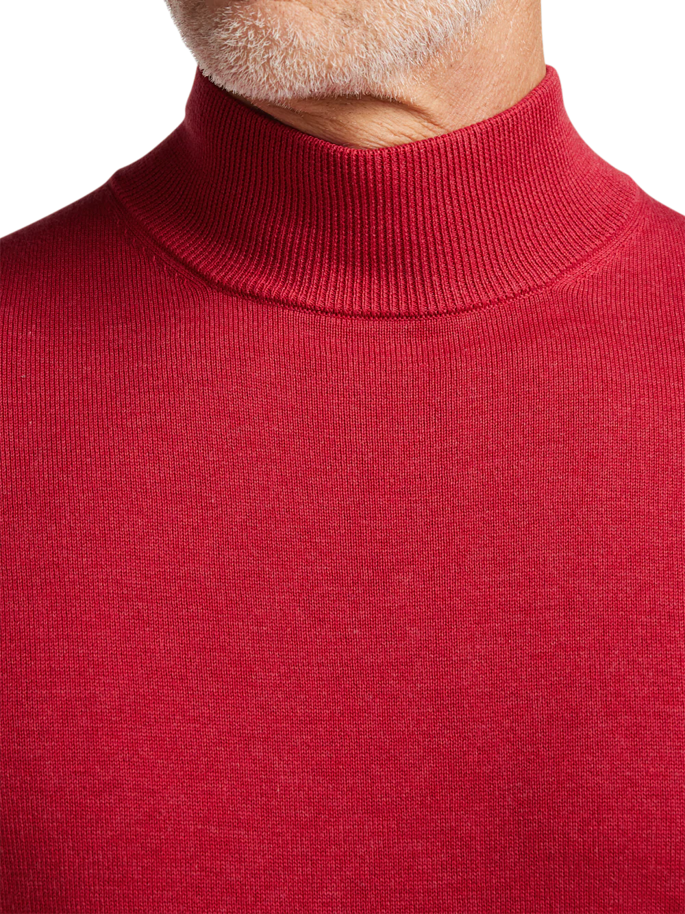 Supima Cotton Mock Neck Sweater - Red - Image 3