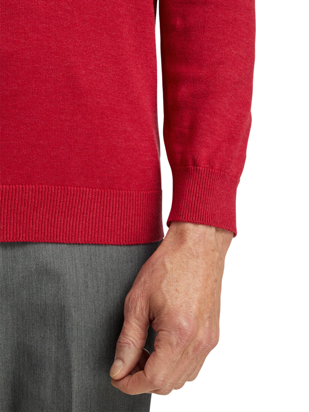 Supima Cotton Mock Neck Sweater - Red - Image 4