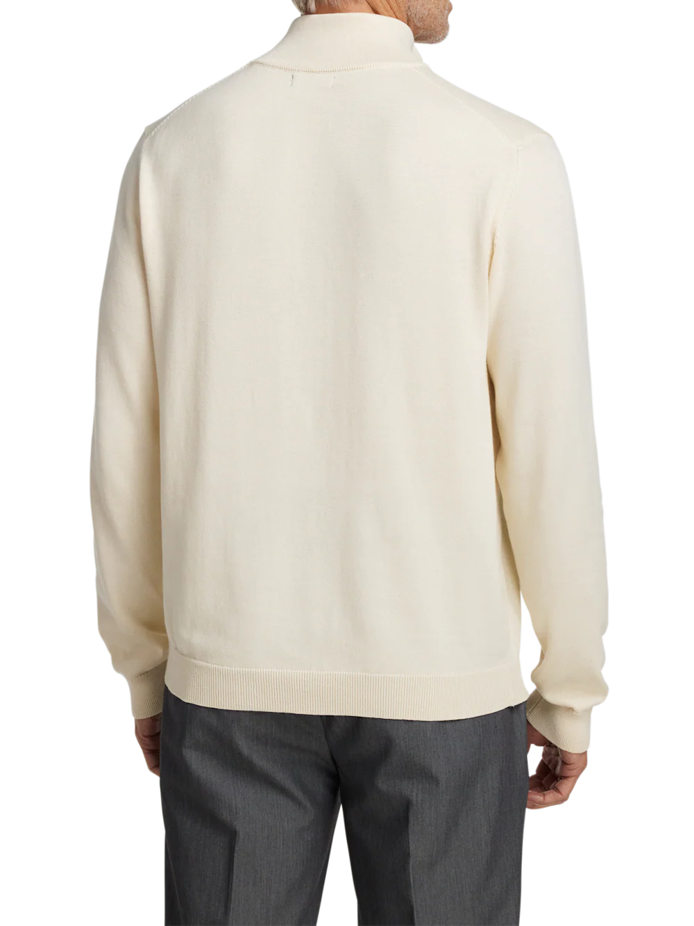 Supima Cotton Quarter Zip Mock Neck Sweater - Ivory - Image 5
