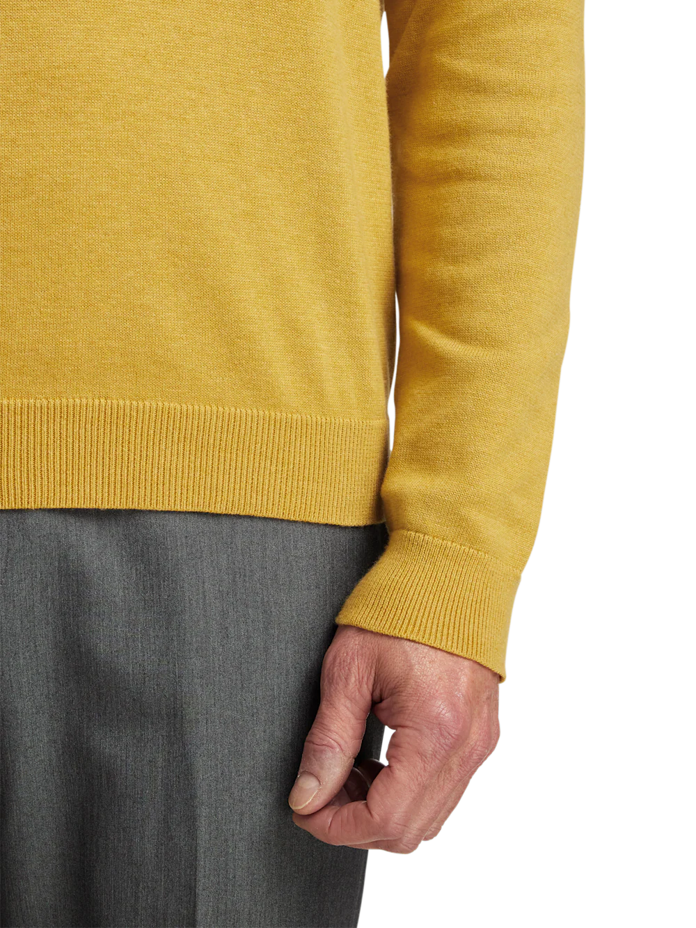 Supima Cotton Quarter Zip Mock Neck Sweater - Mustard - Image 4