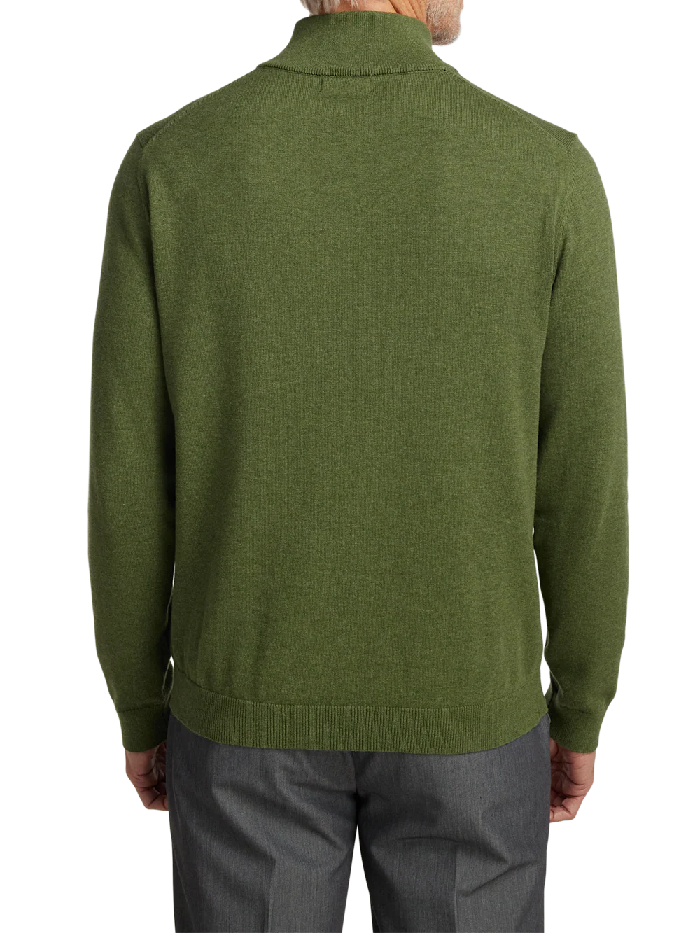 Supima Cotton Quarter Zip Mock Neck Sweater - Olive - Image 5