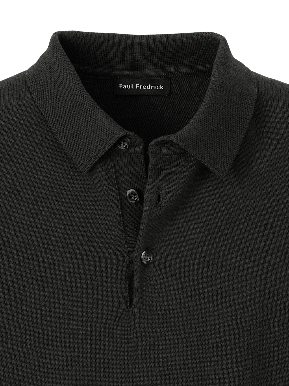 Supima Cotton Three Button Polo - Black - Image 6