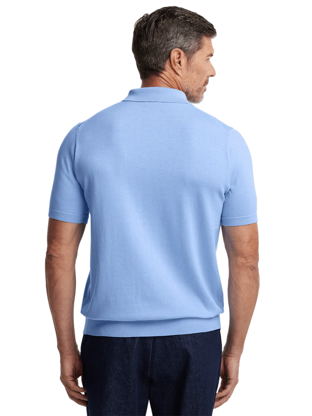 Supima Cotton Three Button Polo - Blue - Image 5