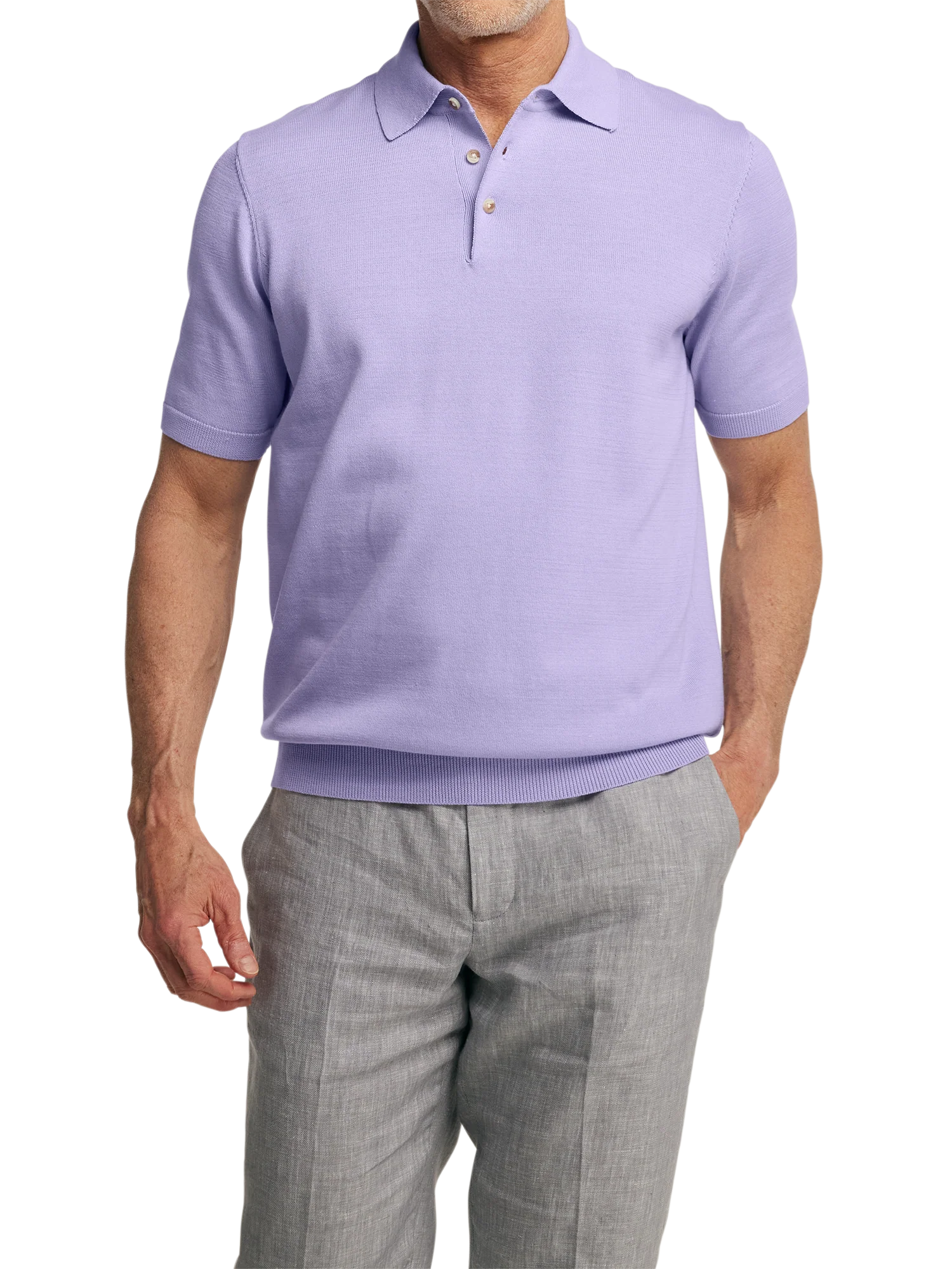 Supima Cotton Three Button Polo - Lavender - Image 5