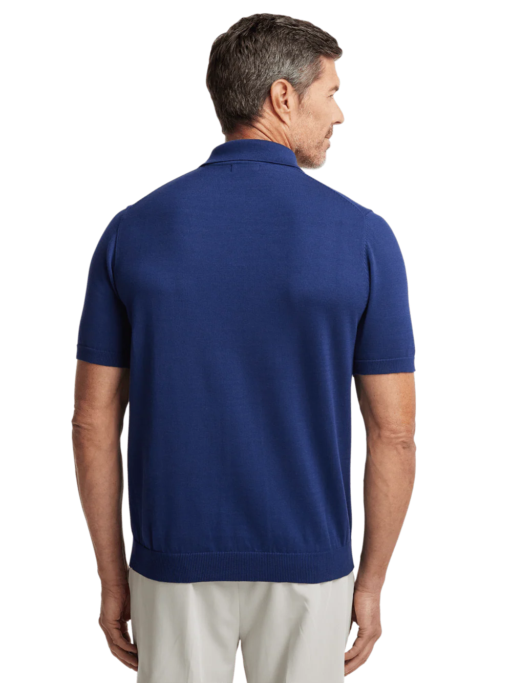 Supima Cotton Three Button Polo - Navy - Image 5