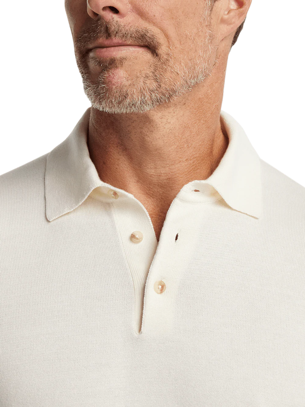 Supima Cotton Three Button Polo - Off White - Image 3