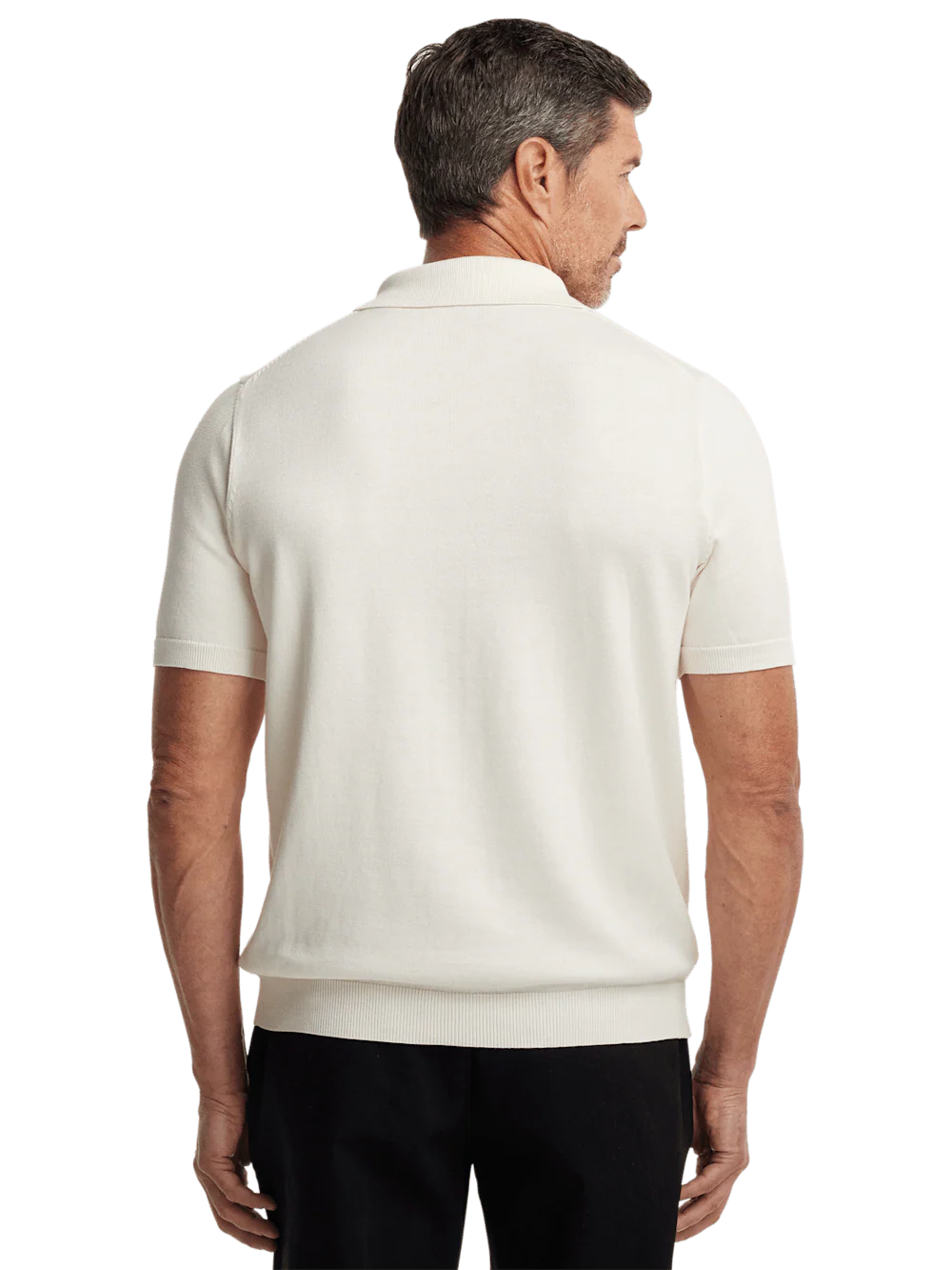 Supima Cotton Three Button Polo - Off White - Image 5