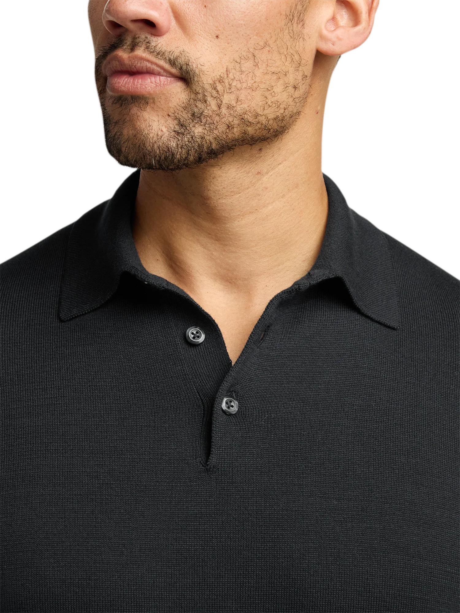 Supima Cotton Three Button Polo - Black - Image 3