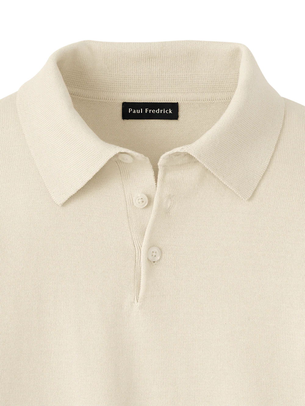 Supima Cotton Three Button Polo - Ivory - Image 6