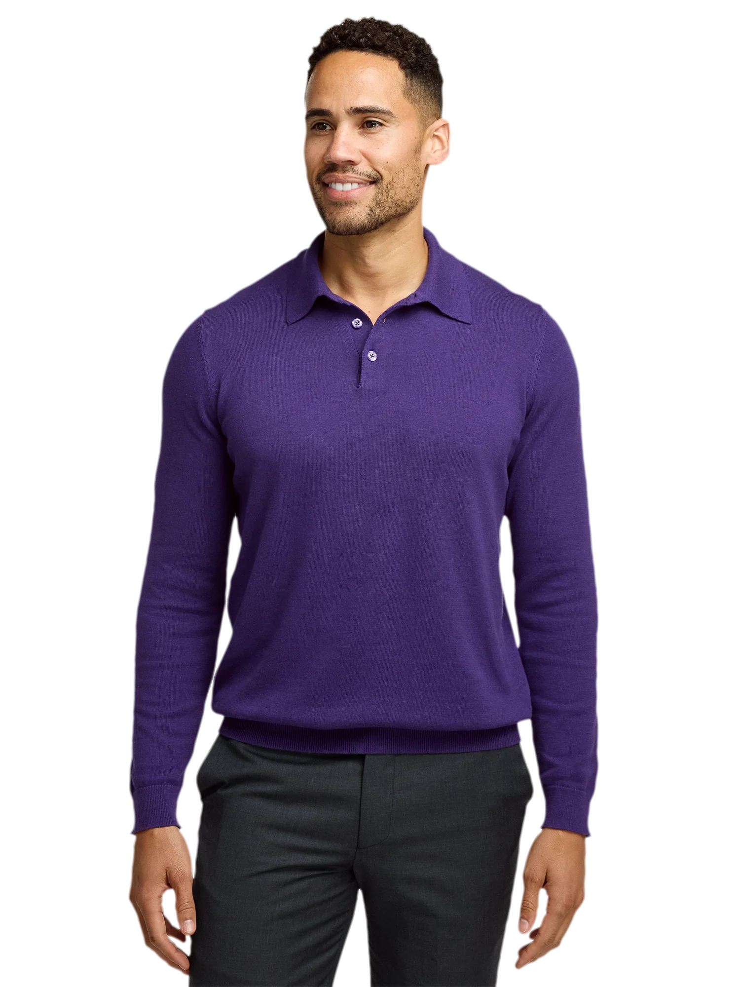 Supima Cotton Three Button Polo - Plum - Image 2