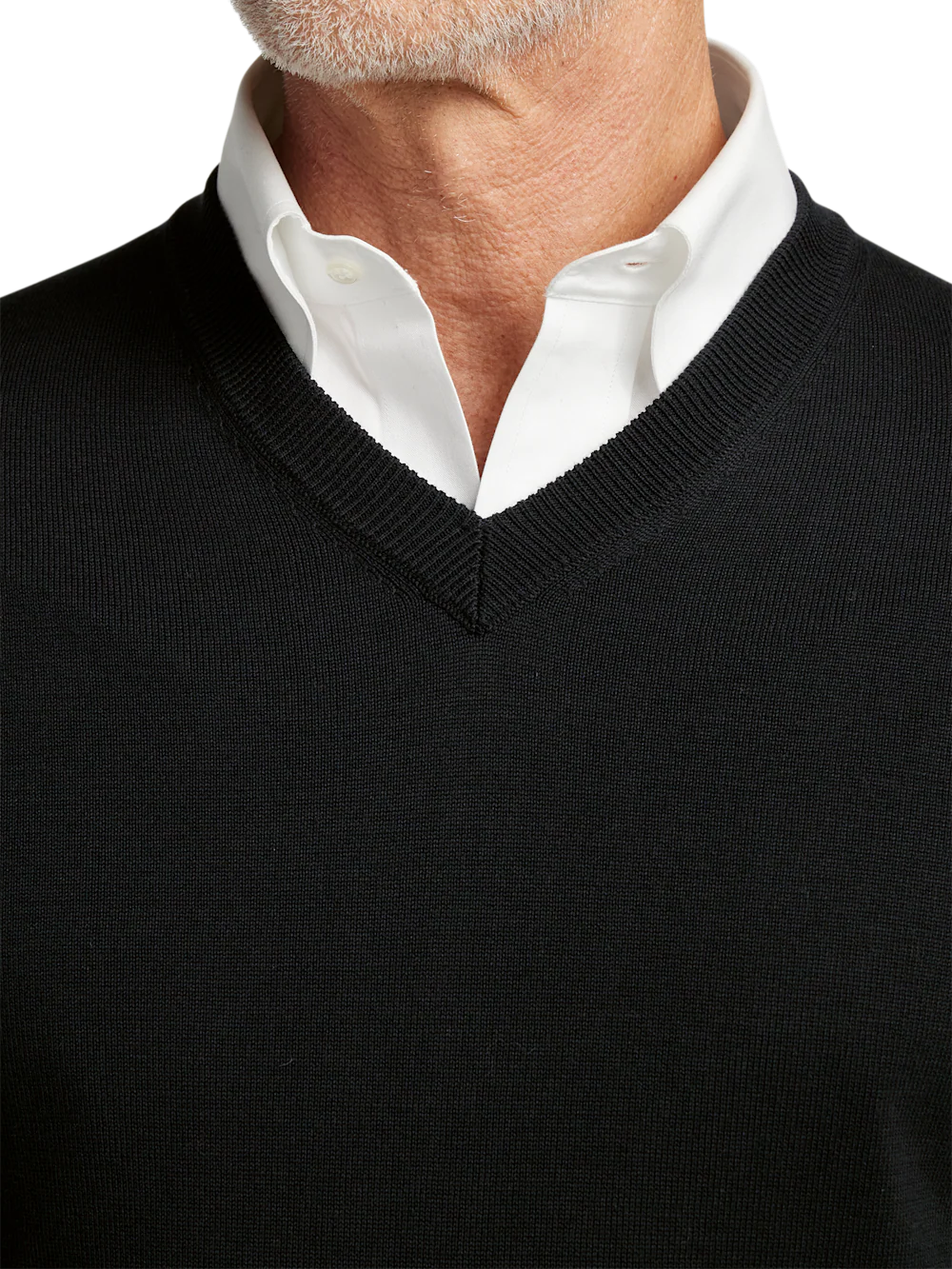 Supima Cotton V-neck Sweater - Black - Image 3