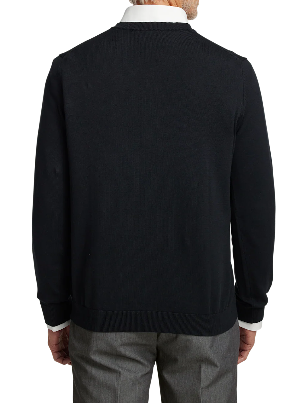 Supima Cotton V-neck Sweater - Black - Image 5