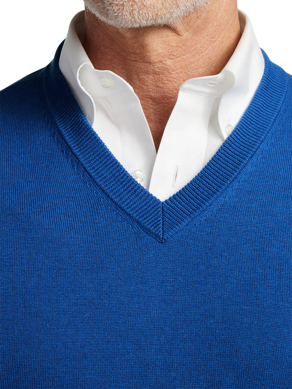 Supima Cotton V-neck Sweater - Blue - Image 3