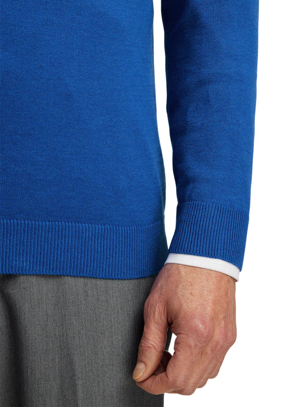 Supima Cotton V-neck Sweater - Blue - Image 4