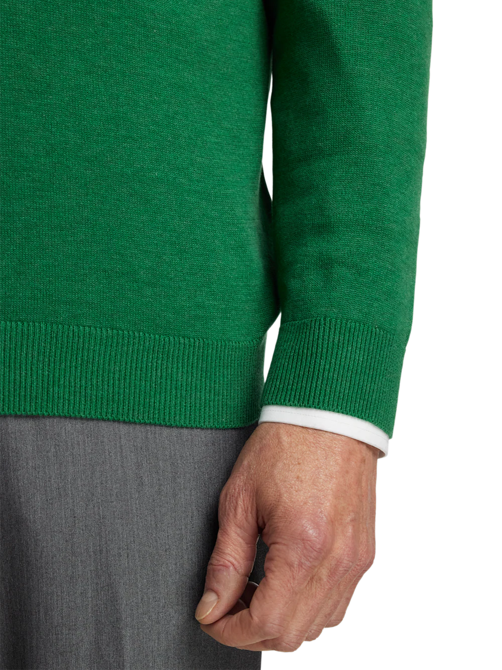 Supima Cotton V-neck Sweater - Green - Image 4
