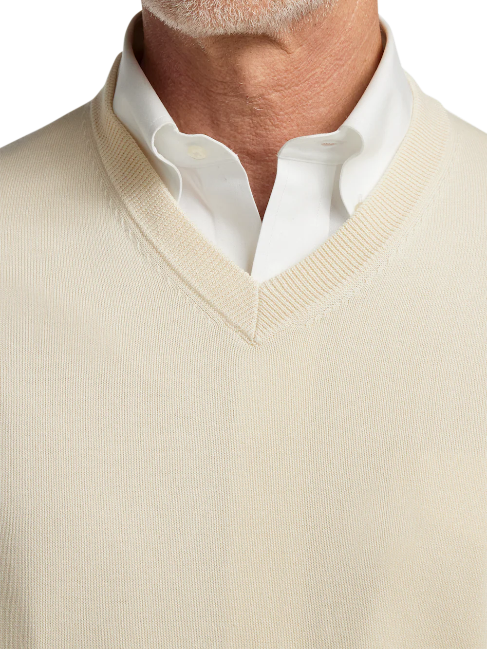 Supima Cotton V-neck Sweater - Ivory - Image 3