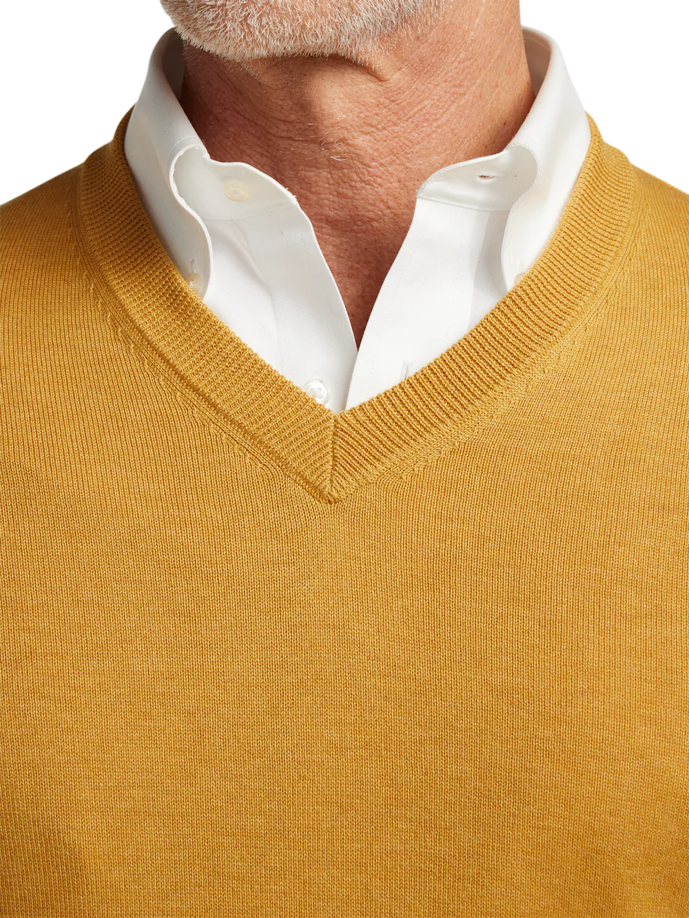 Supima Cotton V-neck Sweater - Mustard - Image 3