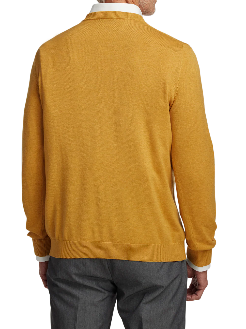 Supima Cotton V-neck Sweater - Mustard - Image 5