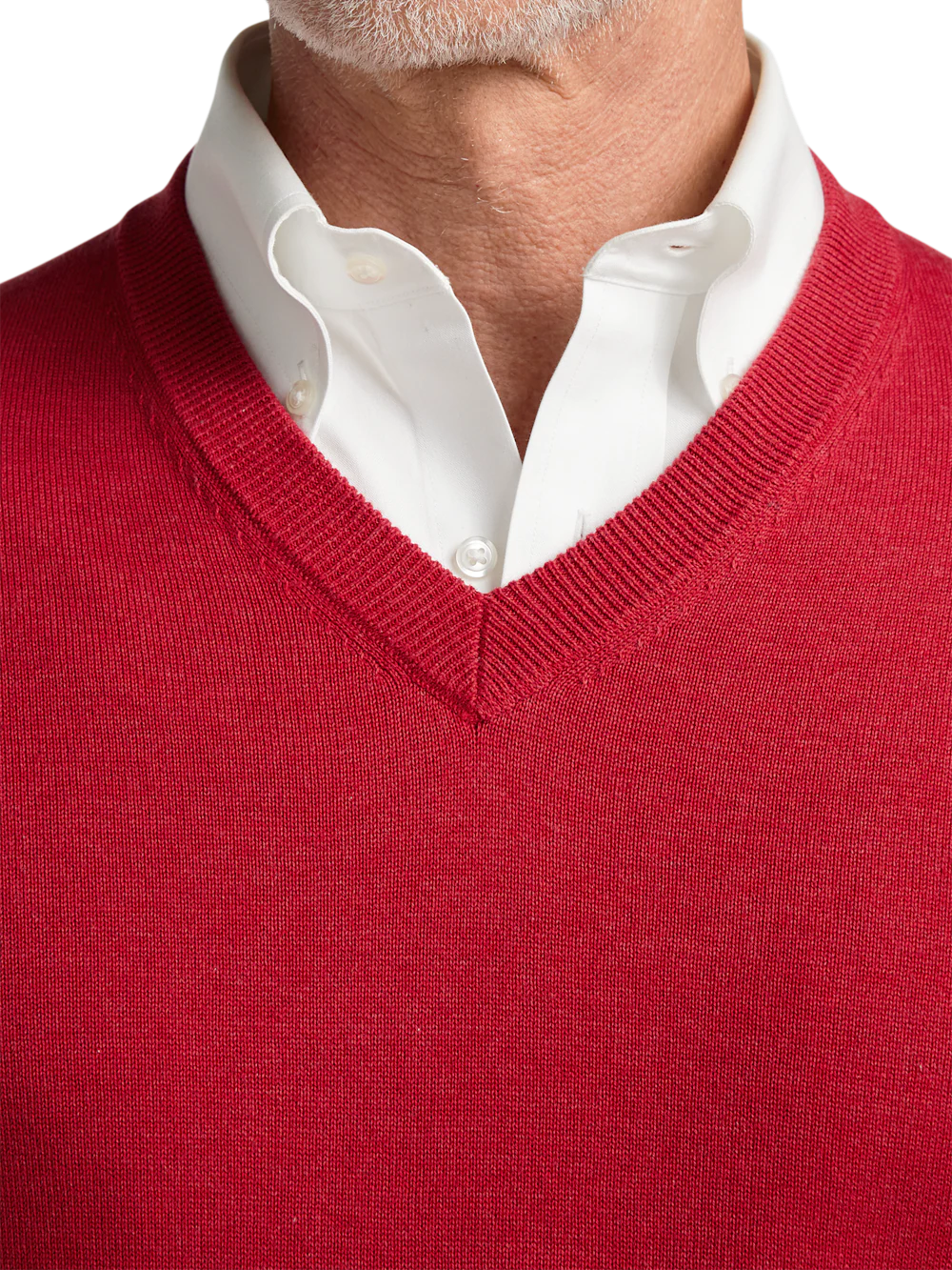 Supima Cotton V-neck Sweater - Red - Image 3