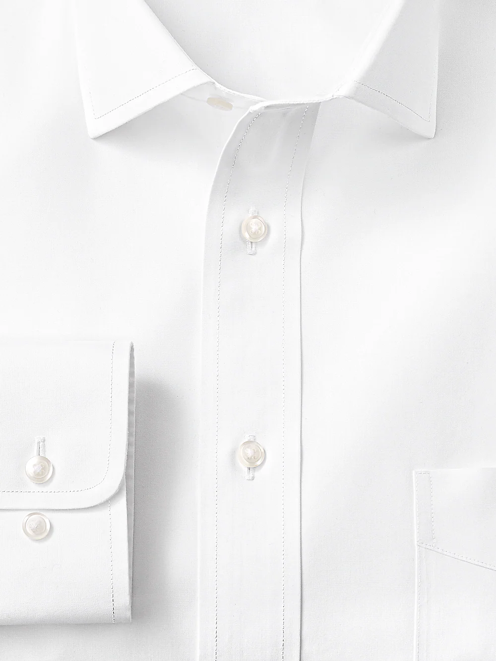 Supima Non-Iron Cotton Solid Color Spread Collar Dress Shirt - White - Image 2