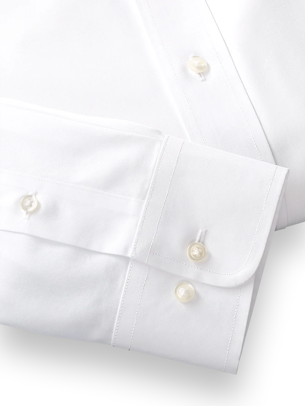 Supima Non-Iron Cotton Solid Color Spread Collar Dress Shirt - White - Image 4