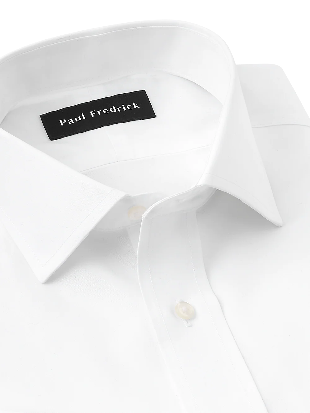 Supima Non-Iron Cotton Solid Color Spread Collar French Cuff Dress Shirt - White - Image 4