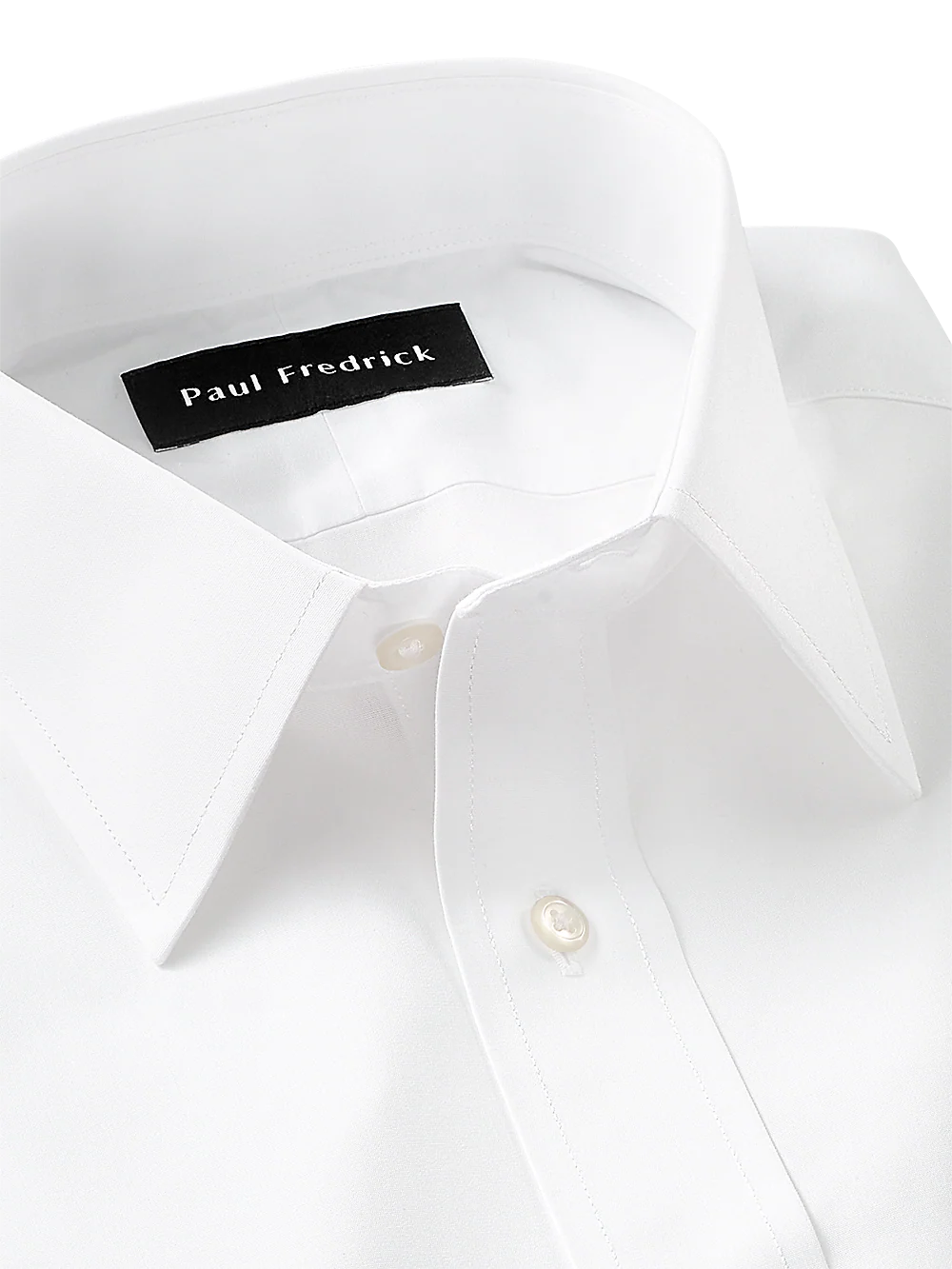 Supima Non-Iron Cotton Solid Color Straight Collar Dress Shirt - White - Image 3