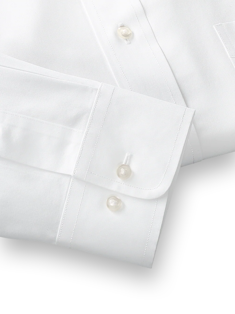 Supima Non-Iron Cotton Solid Color Straight Collar Dress Shirt - White - Image 4