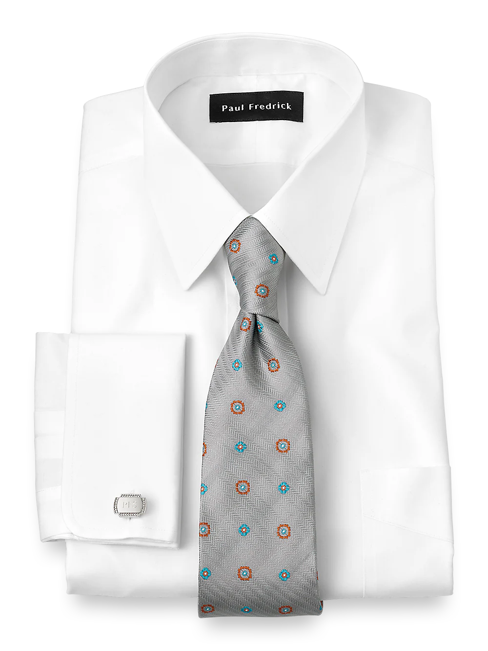 Supima Non-Iron Cotton Solid Color Straight Collar French Cuff Dress Shirt - White - Image 2