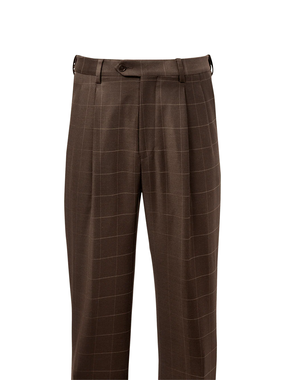 Tailored Fit Essential Wool Pleated Pants - Navy Windowpane - Image 2