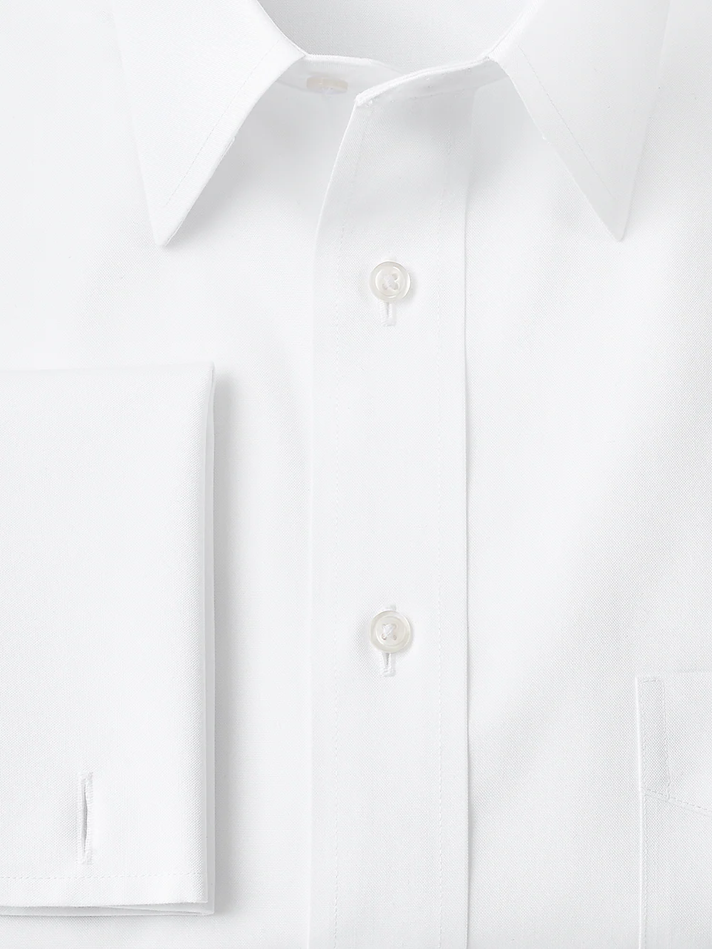Tailored Fit Impeccable Non-Iron Cotton Straight Collar French Cuff Dress Shirt - White - Image 3