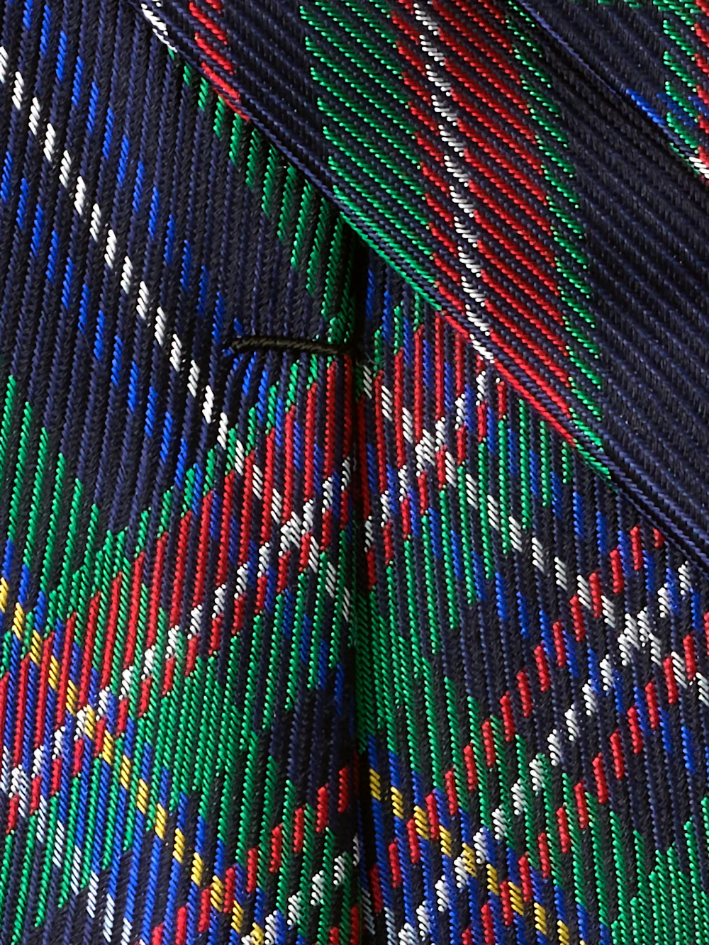 Tartan Plaid Woven Silk Tie - Navy Multi - Image 4