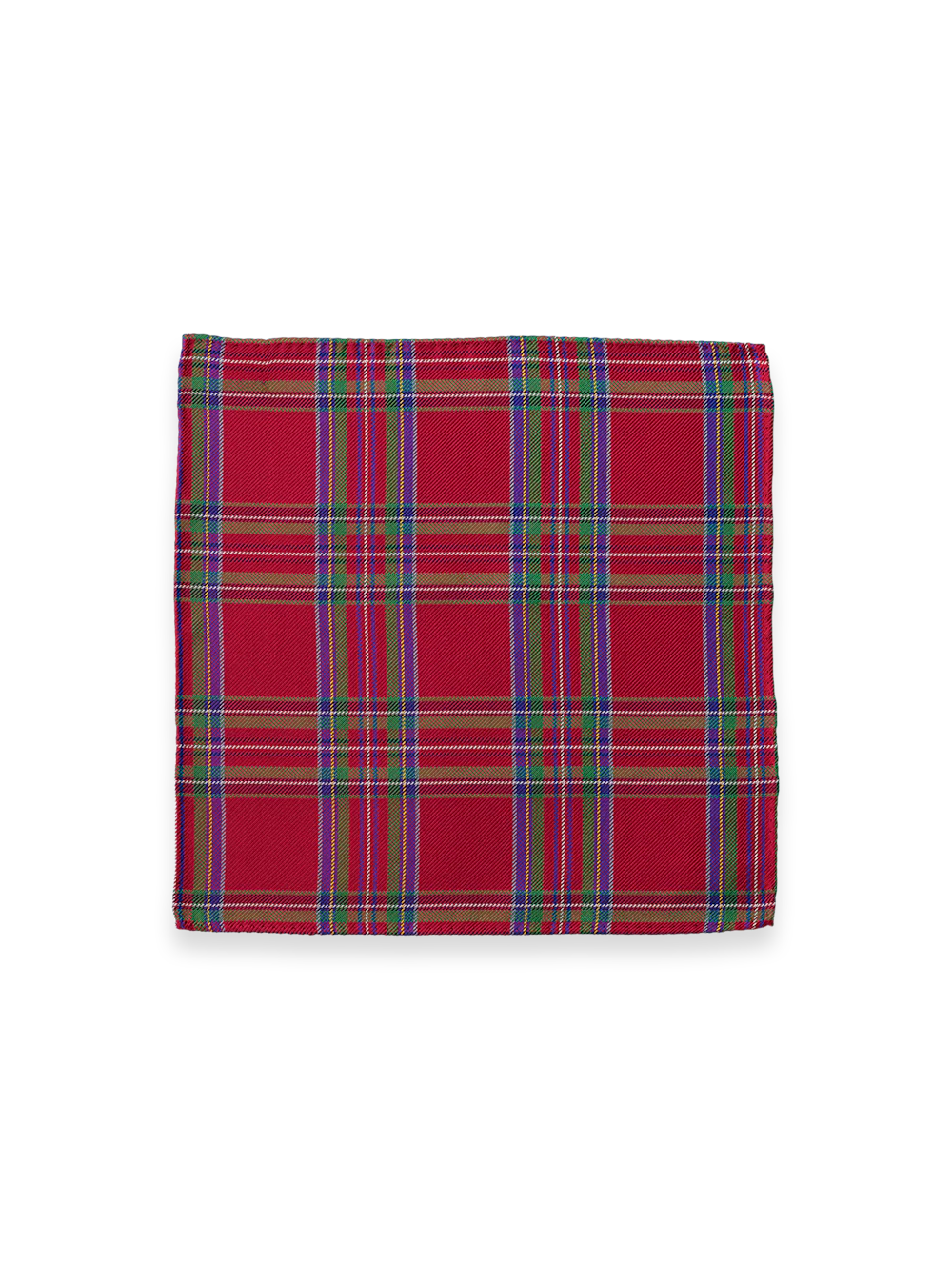 Tartan Silk Pocket Square - Red Multi - Image 2