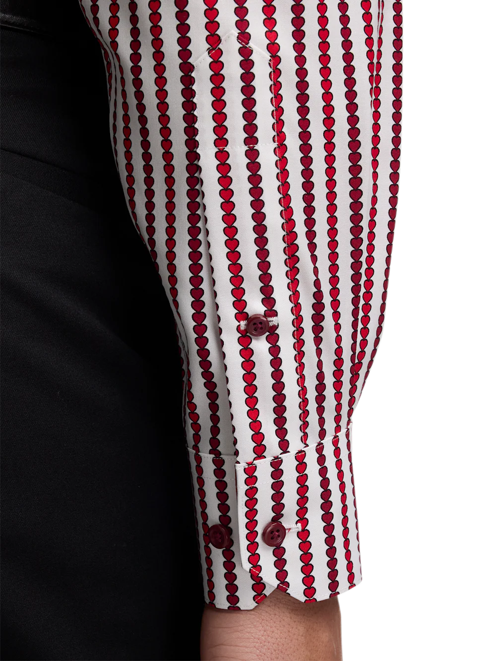 Valentine's Day Comfort Stretch Non-Iron Heart Dress Shirt With Contrast Trim - White/red - Image 4