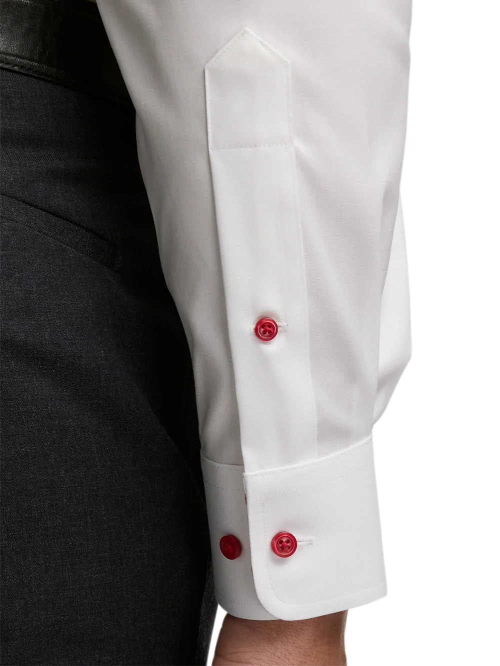 Valentine's Day Comfort Stretch Non-Iron Solid Dress Shirt With Contrast Trim - White - Image 4