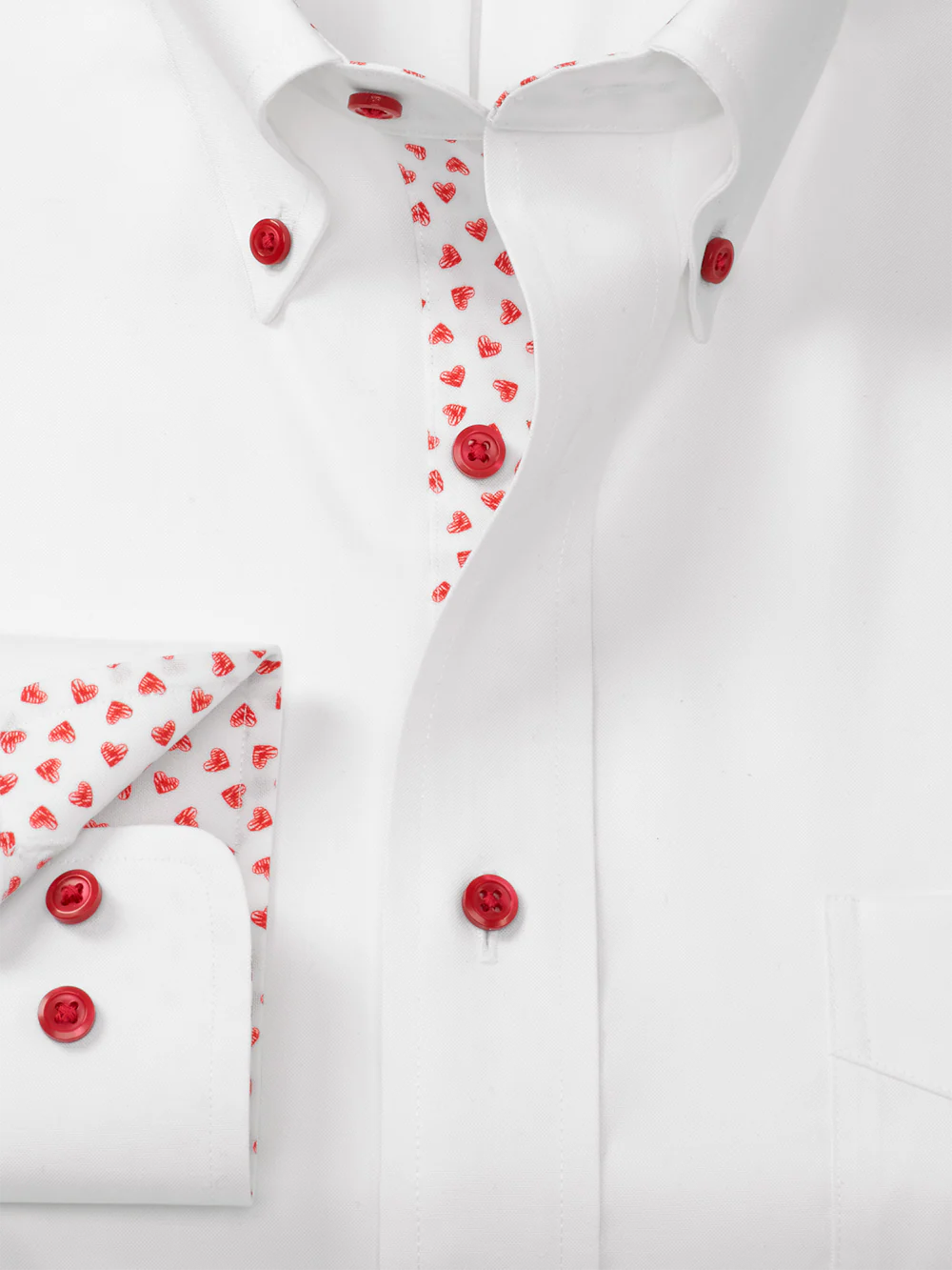 Valentine's Day Comfort Stretch Non-Iron Solid Dress Shirt With Contrast Trim - White - Image 6