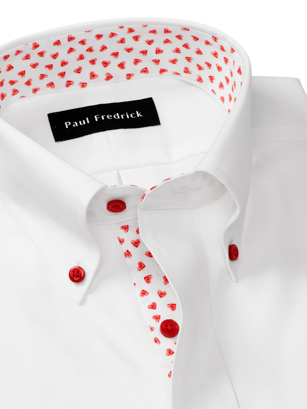 Valentine's Day Comfort Stretch Non-Iron Solid Dress Shirt With Contrast Trim - White - Image 7