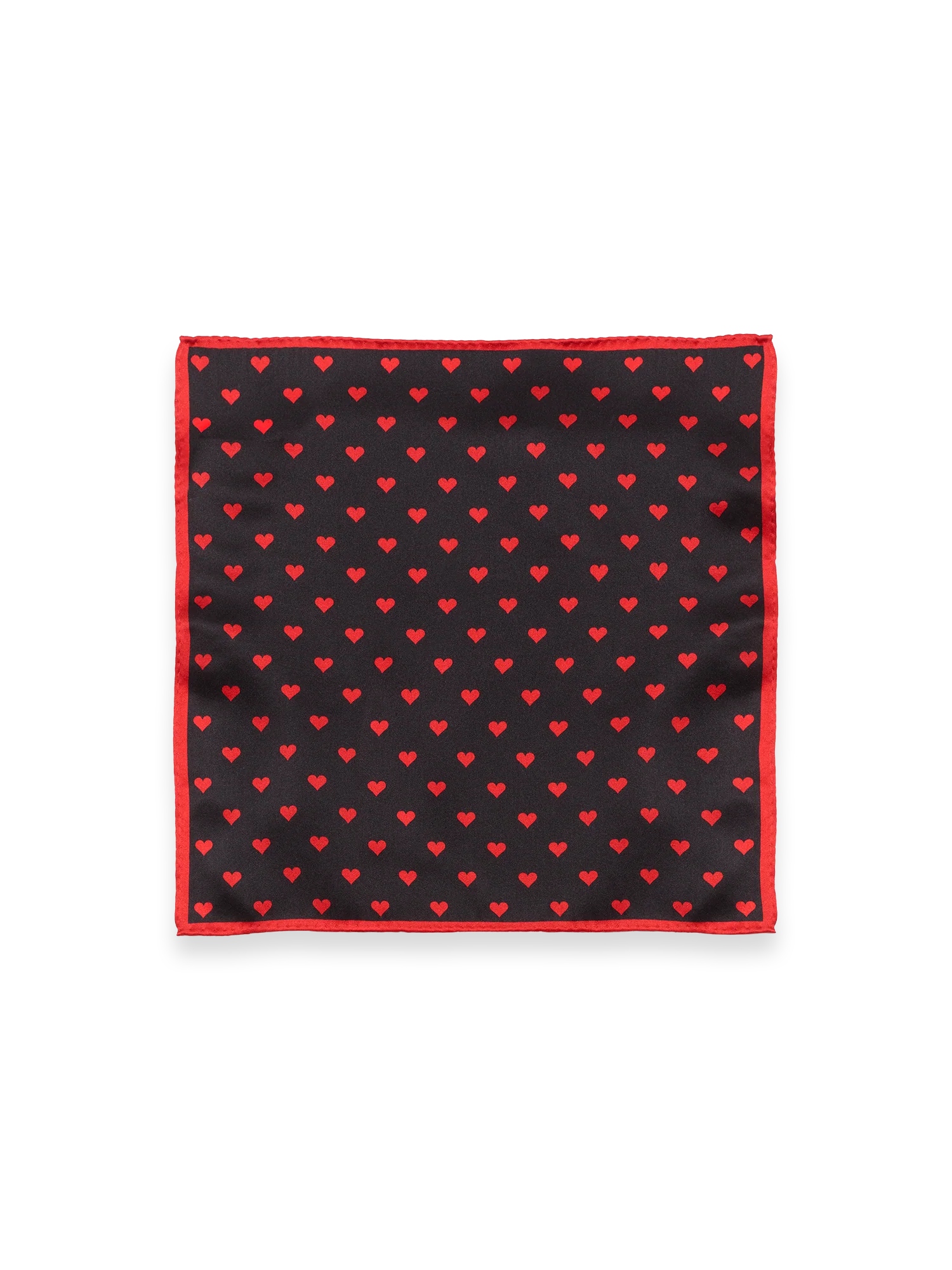 Valentine's Day Hearts Silk Pocket Square - Black/red - Image 2