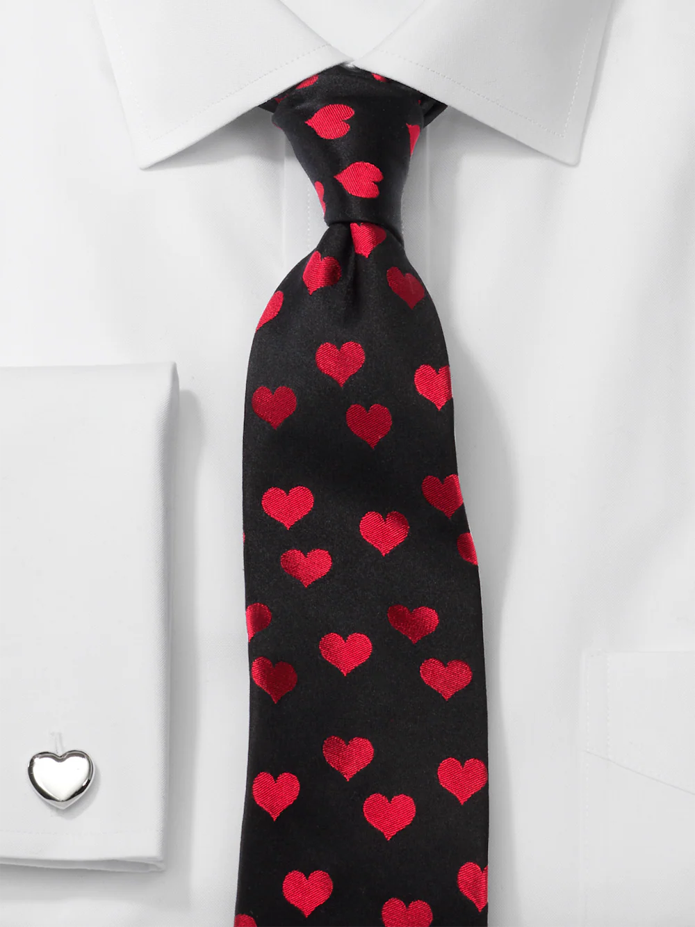 Valentine's Day Hearts Woven Silk Tie - Black/red - Image 2