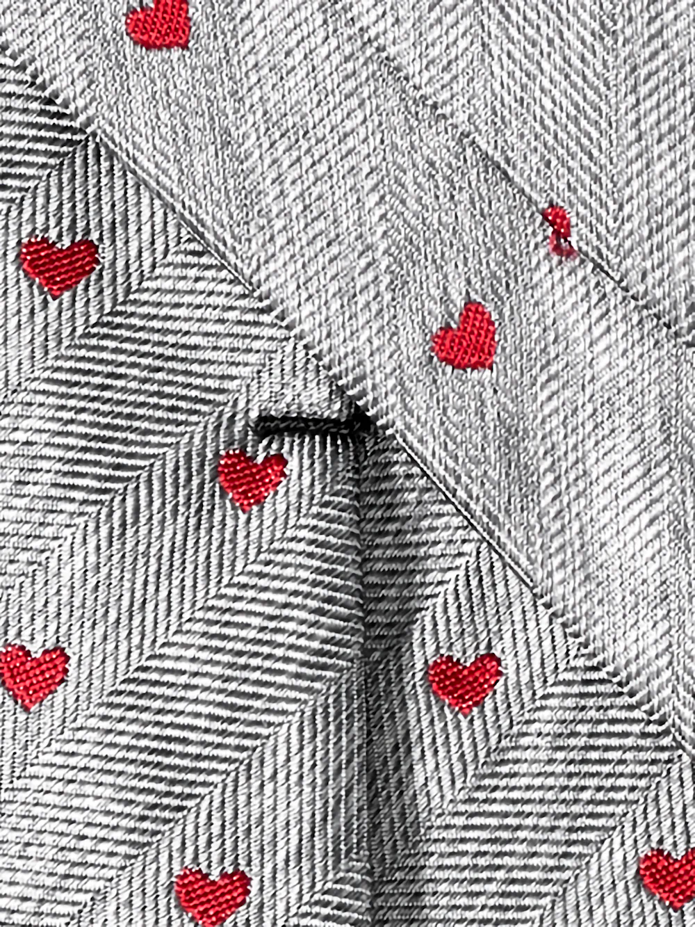 Valentine's Day Hearts Woven Silk Tie - Grey/red - Image 4