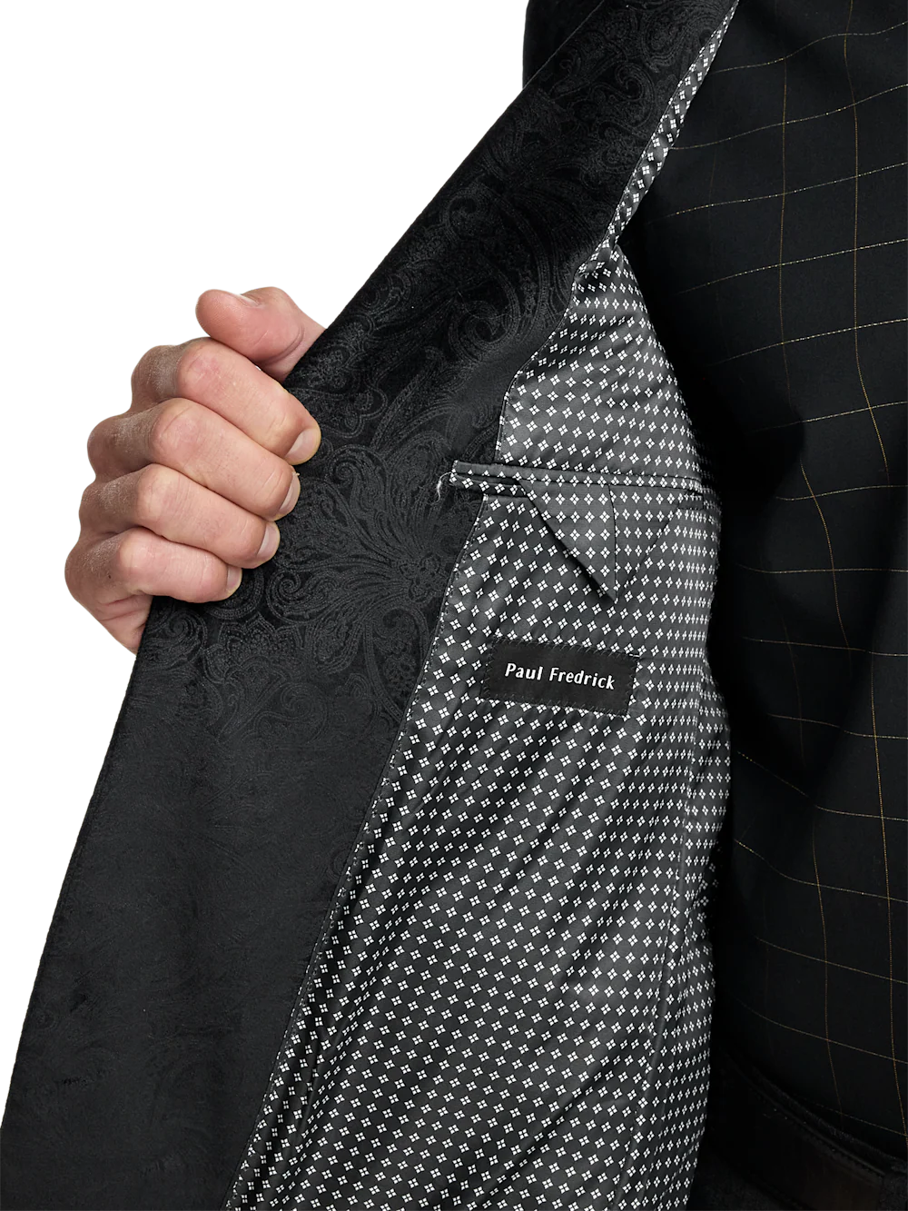 Velvet Paisley Single Breasted Peak Lapel Sport Coat - Black - Image 5