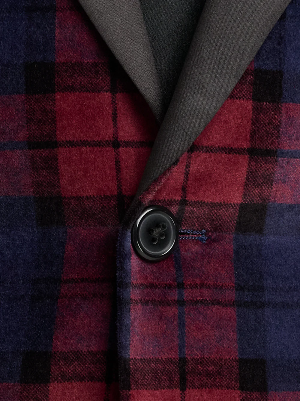 Velvet Plaid Single Breasted Satin Peak Lapel Sport Coat - Red Multi - Image 5