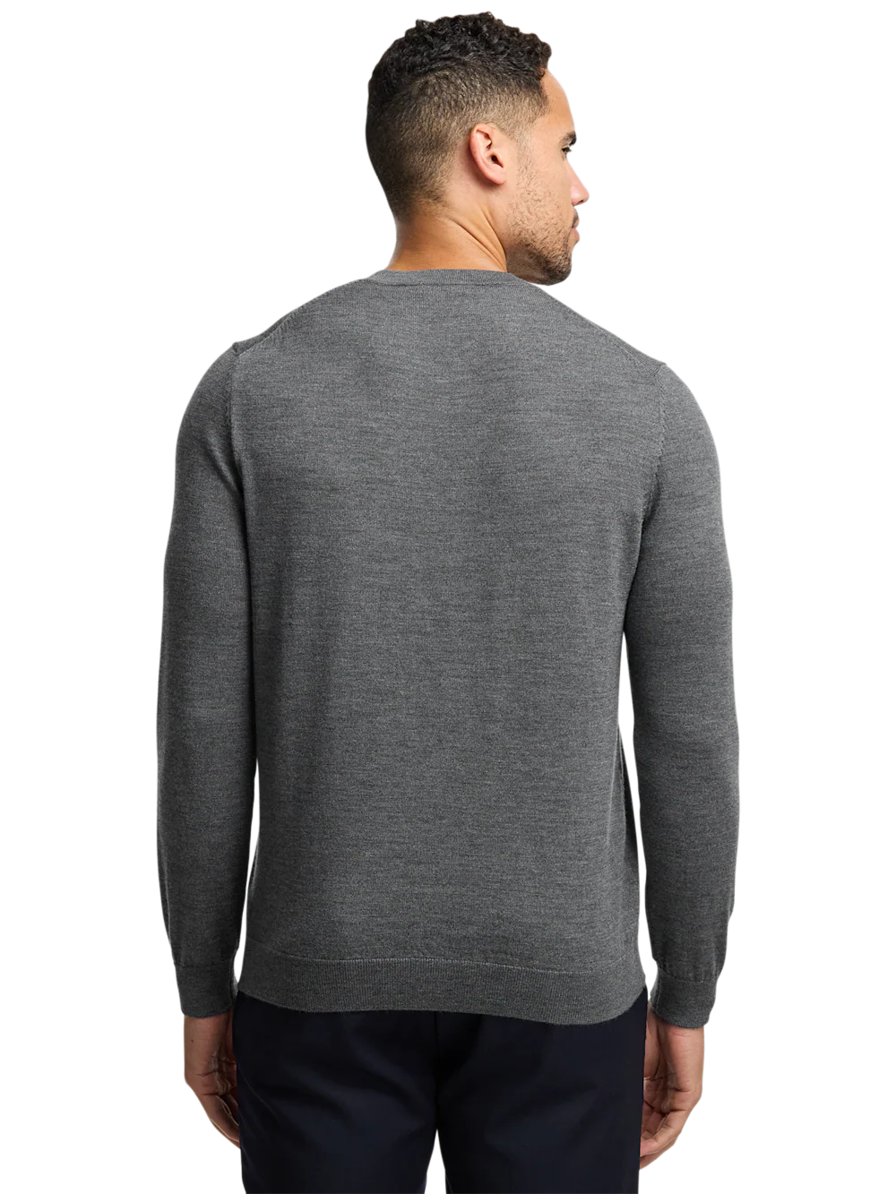 Washable Merino Wool V-neck Sweater - Grey - Image 5