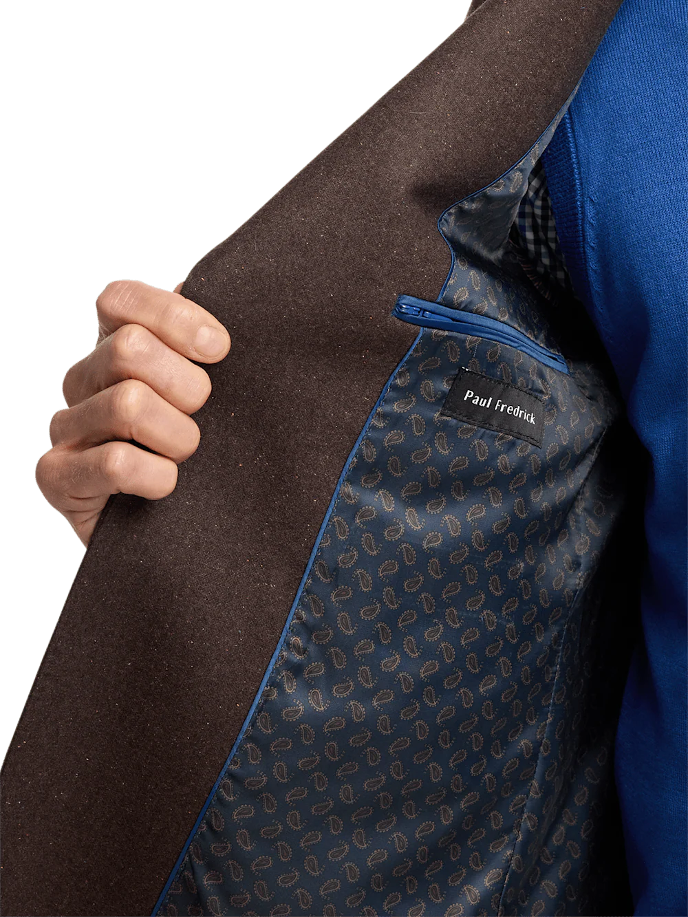Wool Blend Donegal Single Breasted Notch Lapel Sport Coat - Brown - Image 5