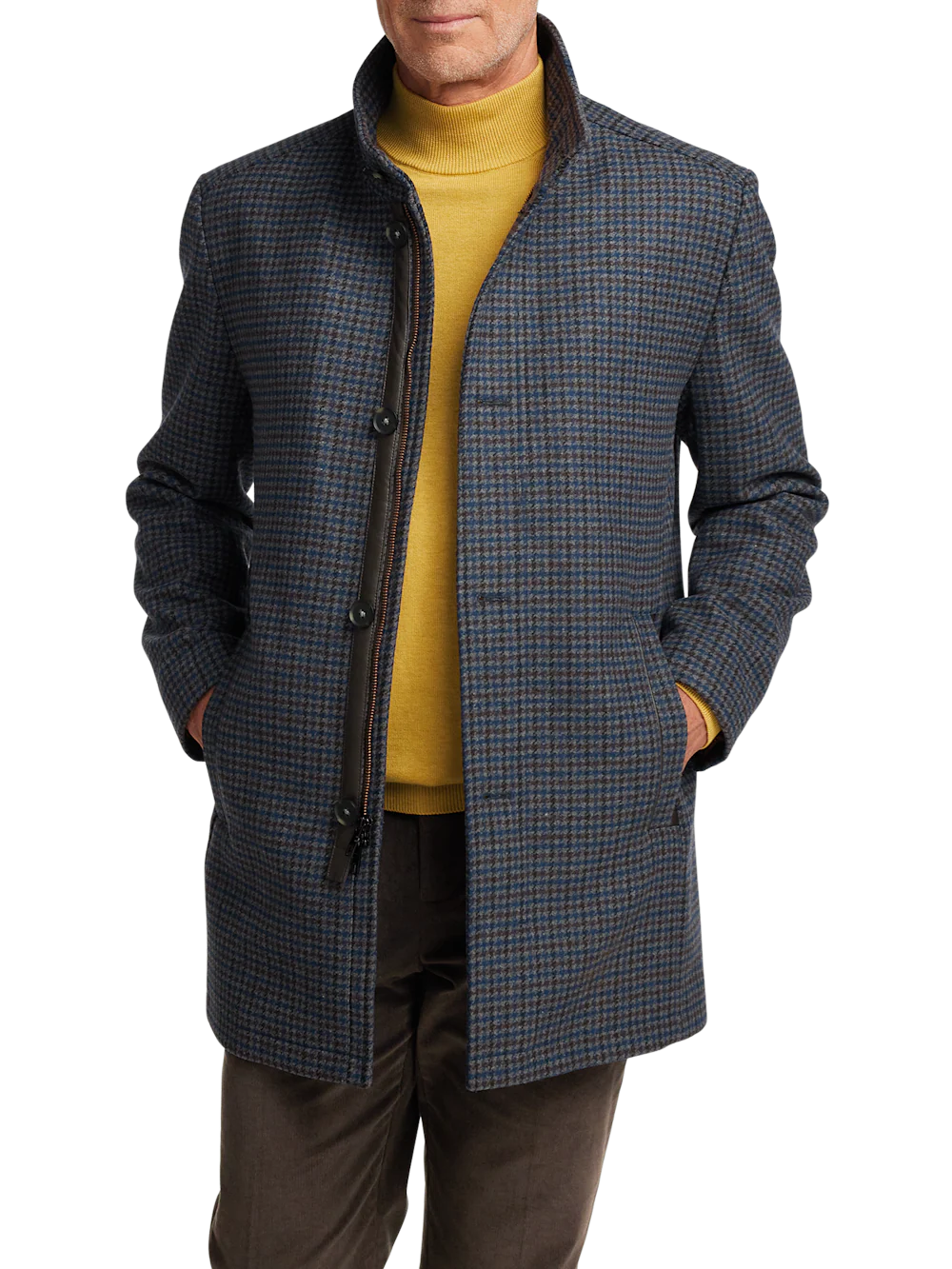 Wool Blend Houndstooth Carcoat - Multi - Image 2