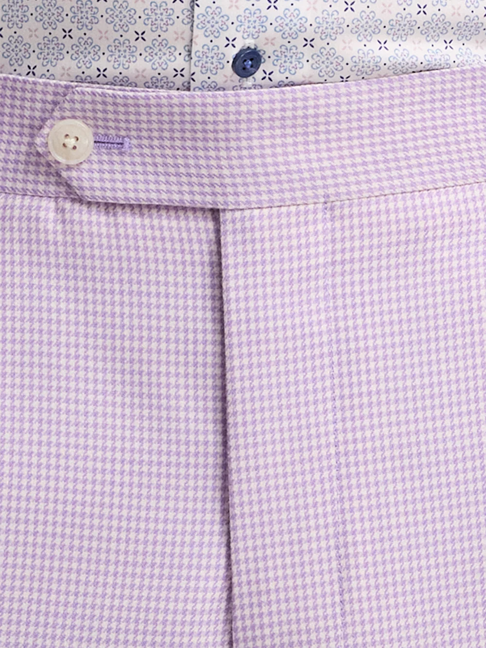 Wool Blend Houndstooth Single Pleat Suit Pant - Purple - Image 4