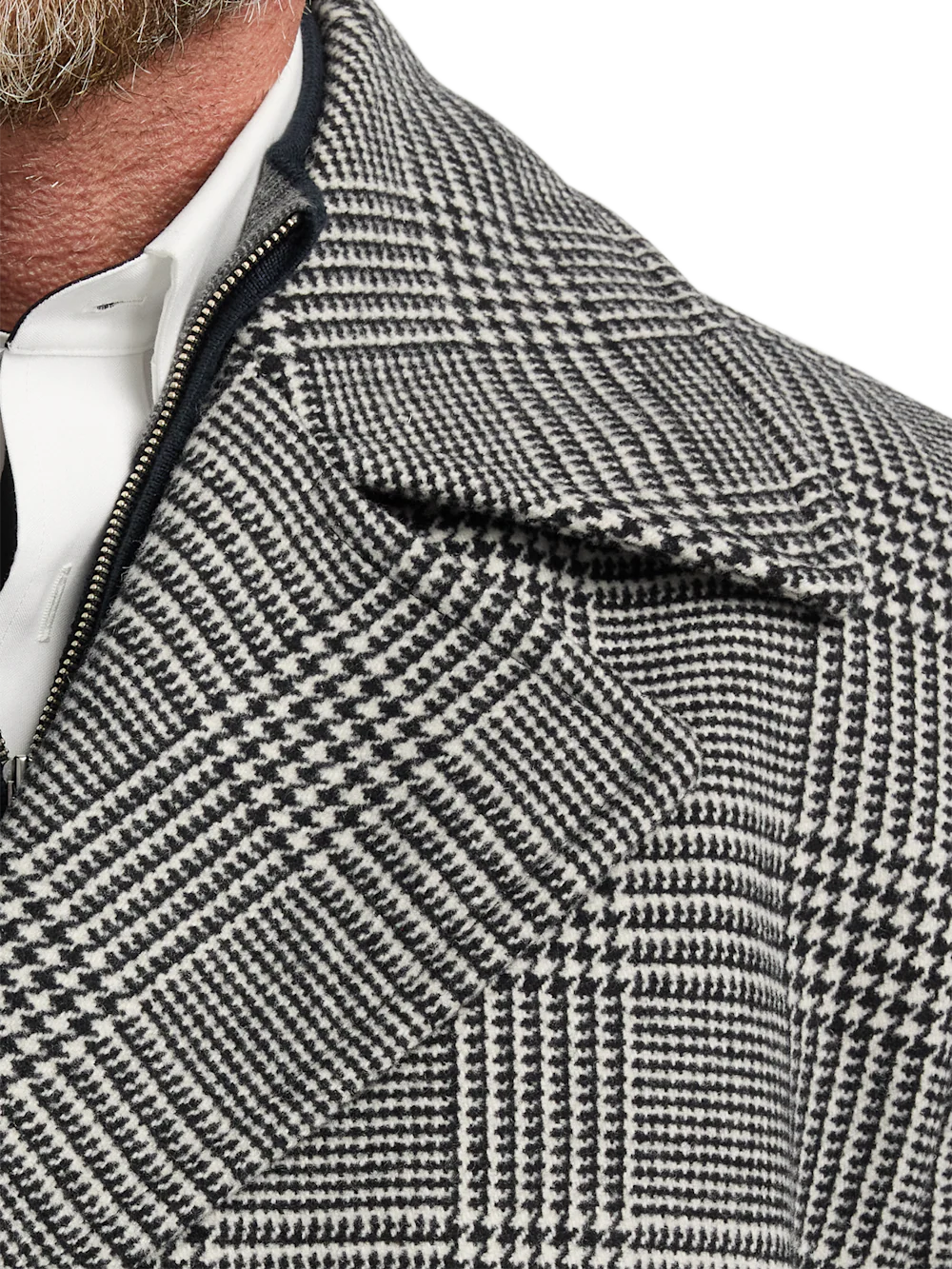 Wool Blend Plaid Double Breasted Topcoat - Black/white - Image 6