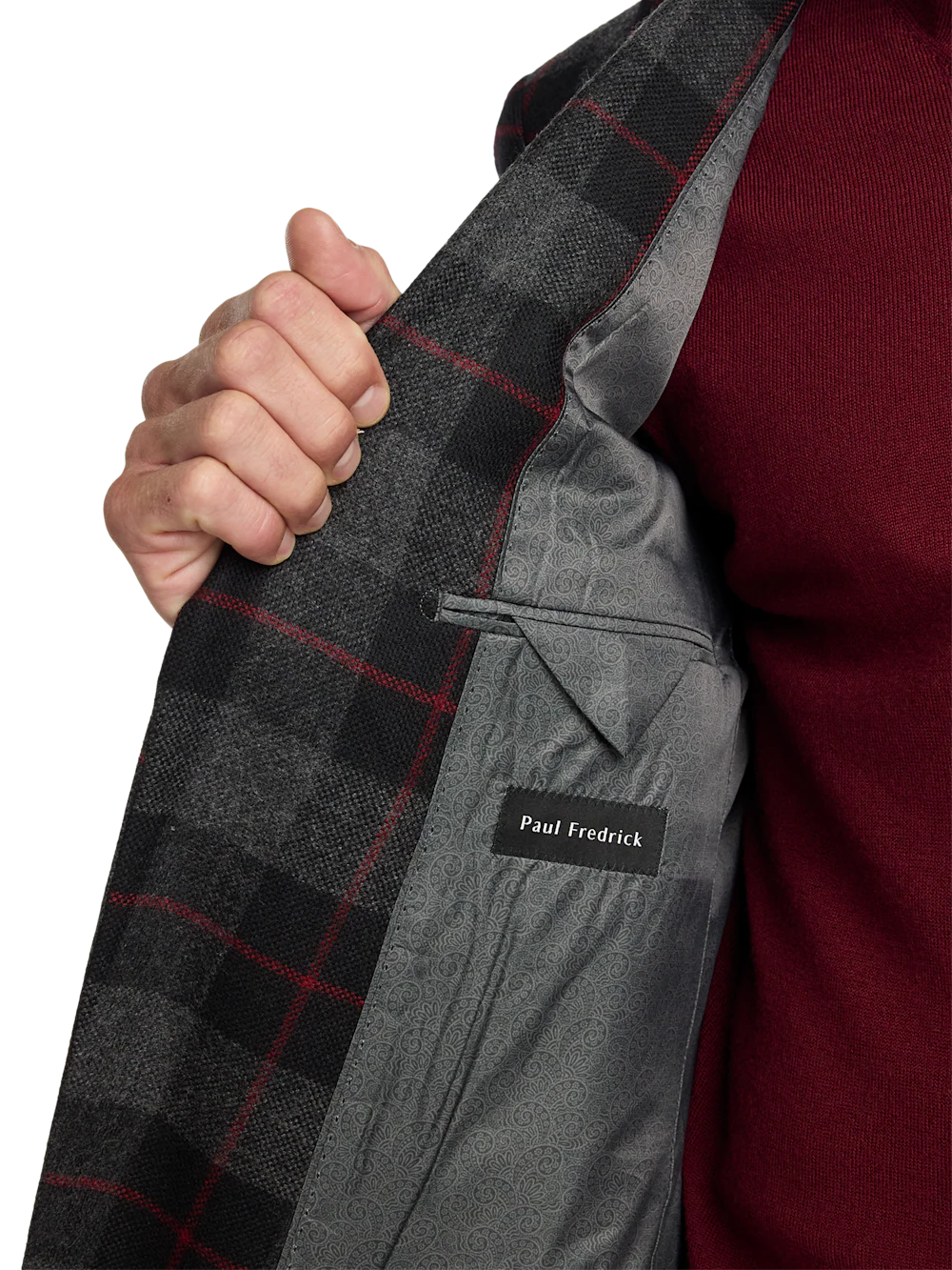 Wool Blend Plaid Single Breasted Notch Lapel Sport Coat - Black/grey - Image 5