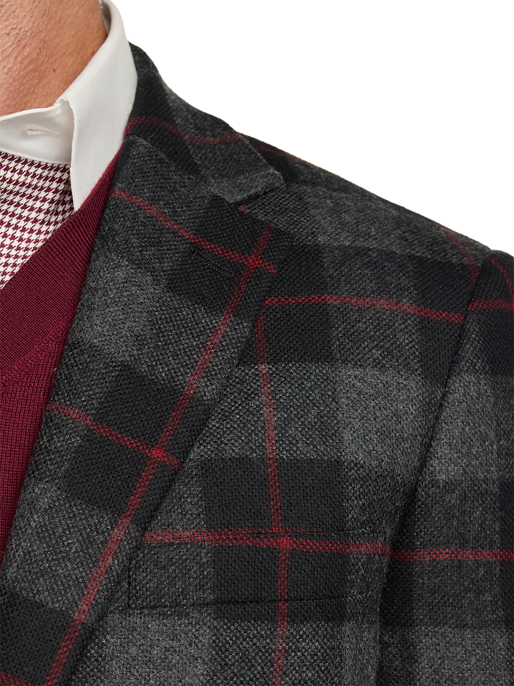 Wool Blend Plaid Single Breasted Notch Lapel Sport Coat - Black/grey - Image 7